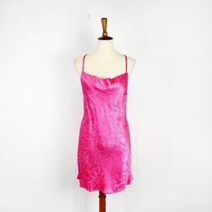 Zara dress pink snakeskin cowl neck mini slip dress Size Medium NWT